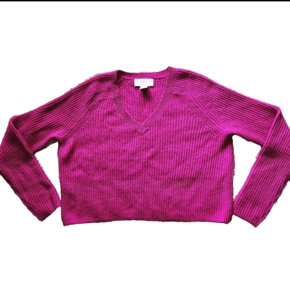Design History Sweaters - Design History 100% cashmere crop v-neck sweater Color cyclamen 💜